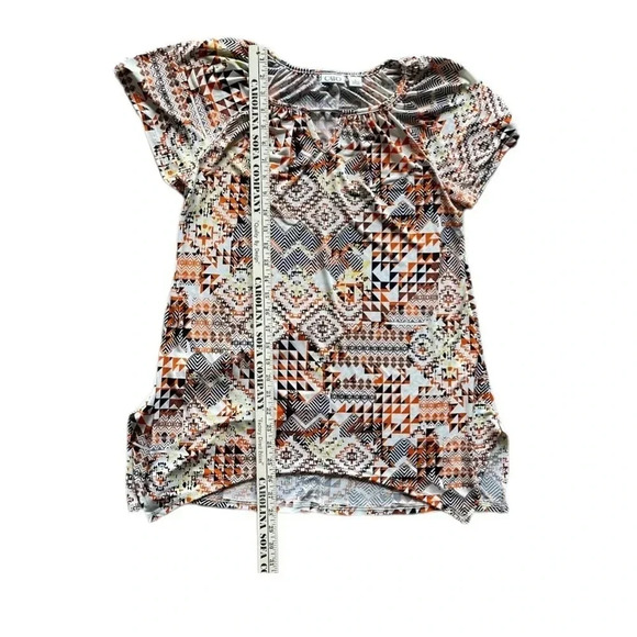 Cato’s Abstract Multicolor Short Sleeve Tunic Blouse Women’s Small - Picture 7 of 9
